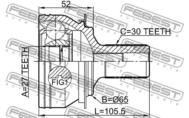ШРУС наружный 27x65x30 MERCEDES BENZ A CLASS W176 1610-246 1610246 FEBEST