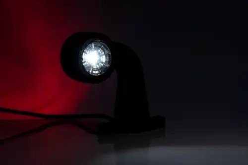 фонарь габаритный! рожок LED изогнутый, L=130мм, красный/белый 12-36V с кабелем\ FT009DLED FRISTOM