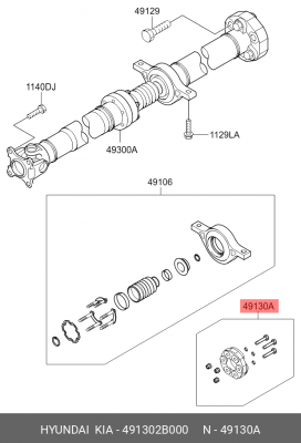 Муфта HYUNDAI Santa Fe (06-) KIA Sorento (09-) эластичная вала карданного OE 491302B000 HYUNDAI KIA