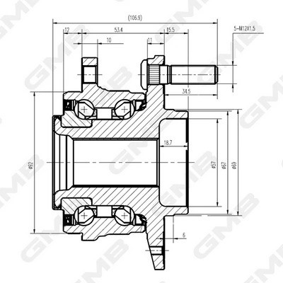 Ступица HYUNDAI TUCSON (15-),I40 (15-) KIA SPORTAGE (15-) ПЕРЕДНЯЯ GH-34870 GH34870 GMB