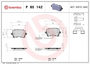 P85142 колодки дисковые задние!\ Audi Q3 RS 2.5 13> P85142 BREMBO