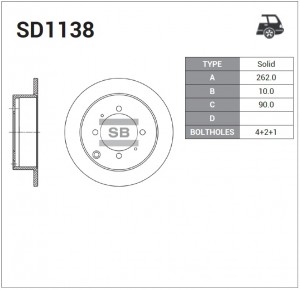 Диск тормозной Mitsubishi Galant 2.0-2.5D 91-04 SD1138 SD1138 SANGSIN