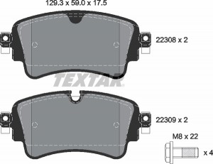 2230801 колодки дисковые задн.!\ Audi Q7 (4M) 15> 2230801 TEXTAR