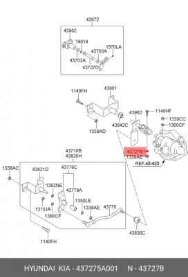 фиксатор троса КПП! упорная планка\ Hyundai HD65/72/78/County 437275A001 HYUNDAI