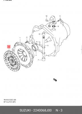 ДИСК СЦЕПЛЕНИЯ ЛИАНА СВИФТ, 22400-54G40 22400-68J00 SUZUKI