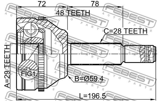 ШРУС наружный 29X59X28 2110-TRDA48 FEBEST