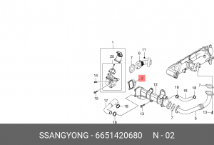 Прокладка SSANGYONG Actyon (06-),Kyron (06-) (D20) клапана рециркуляции отработа 6651420680 SSANG YONG