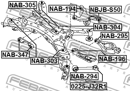 Сайлентблок заднего дифференциала NAB-347 FEBEST