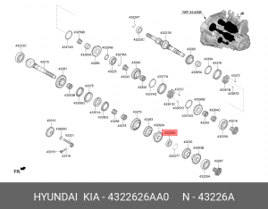Hyundai/Kia,Подшипник шариковый Accent'17- 43226-26AA0 4322626AA0 MOBIS