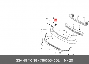 Кронштейн бампера SSANGYONG Actyon (10-) заднего левый OE 7883634002 SSANG YONG