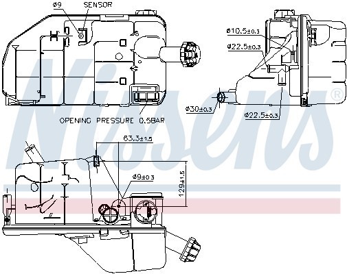бачок расширительный! с крышкой и датчиком\ MB Actros 996062 NISSENS