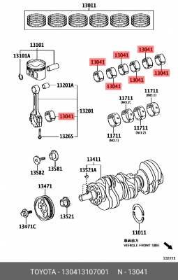 Вкладыши шатуна, STD 13041-3107001 13041-31070-01 TOYOTA