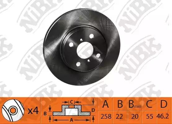 Диск тормозной TOYOTA Yaris передний (1шт.) NIBK RN1436 NIBK