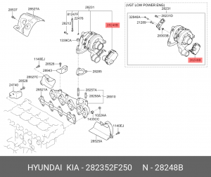 Актуатор HYUNDAI/KIA турбокомпрессора OE 282352F250 HYUNDAI KIA