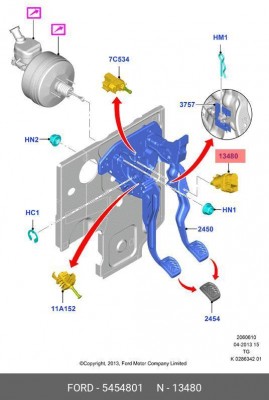 Выключатель FORD Focus MAZDA 6 (11-) стоп-сигнала OE 5454801 FORD