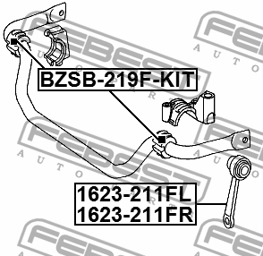 Втулки стабилизатора передние MERCEDES E W211 (компл-4 половинки) BZSB-219F-KIT BZSB-219F-KIT FEBEST