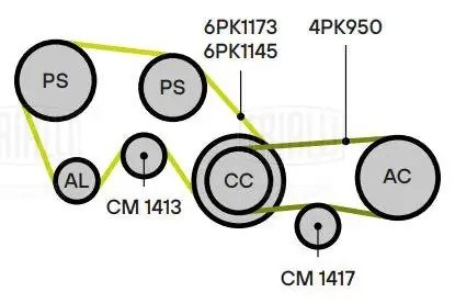 Ролик привод. ремня Infiniti FX (02-) 3.5i/4.5i (натяж.) генератора (CM 1413) CM 1413 TRIALLI