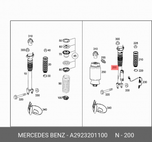 Амортизатор задний левый, правый A2923201100 A2923201100 MERCEDES BENZ