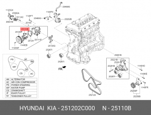 Насос водяной HYUNDAI Starex H-1 (07-) (2.4) OE 251202C000 HYUNDAI KIA