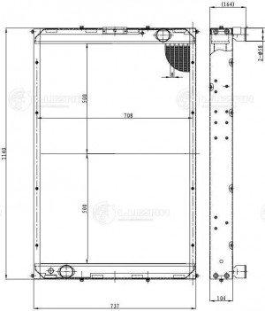 Радиатор КамАЗ-5460, 43502, 6460, 6520, 6522, 65225, 65604, 7360 алюминиевый 2-х LRC07601 LUZAR