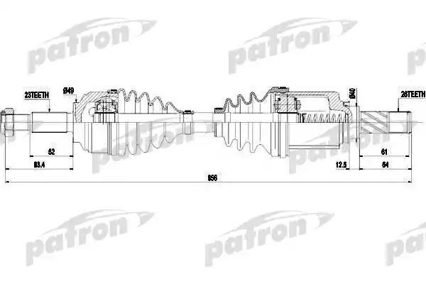 Полуось МКПП передн лев LADA: LARGUS 12- PDS0452 PDS0452 PATRON