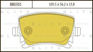 Колодки тормозные дисковые задние AUDI A3 03-VW Touran 03- BB0301 BB0301 BLITZ