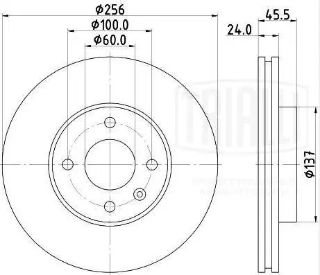 Диск торм. Chevrolet Aveo T300 (11-)/Cobalt (11-) перед. d=256 R14 (окраш.) (DF  DF 062102 TRIALLI