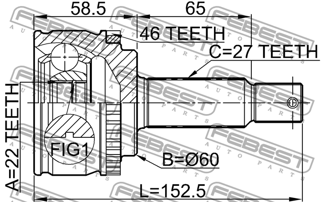 ШРУС 2210-CDA46 2210-CDA46 FEBEST