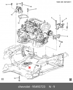 Опора двигателя DAEWOO CHEVROLET задняя МКПП OE 95493723 GENERAL MOTORS