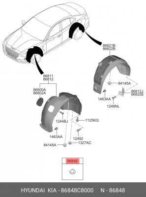 ФИКСАТОР ПОДКРЫЛКА 86848-C8000 86848C8000 HYUNDAI KIA
