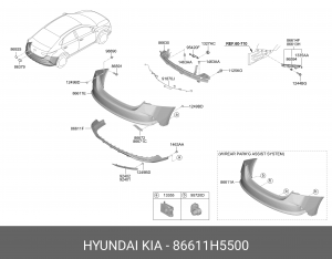 бампер задний!\ Hyundai 86611H5500 HYUNDAI