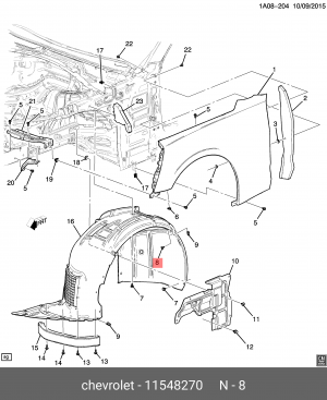 Саморез OPEL Astra K крепления подкрылка OE 11548270 GENERAL MOTORS