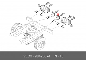 фонарь освещения номерного знака!левый\IVECO 98426074 IVECO