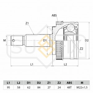ШРУС наружный HYUNDAI ix35 2.0-2.4 09, KIA Sportage(SL) 2.0 10 ST-1074 ST-1074 SUFIX