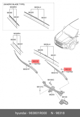 Колпачок HYUNDAI Elantra (20-) рычага стеклоочистителя OE 983801R000 HYUNDAI KIA