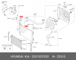 РАДИАТОР В СБОРЕ 25310-2Y520 25310-2Y520 HYUNDAI KIA