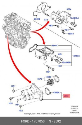 КОРПУС ТЕРМОСТАТА 1707050 1 707 050 FORD