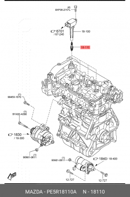 Свеча зажигания MAZDA CX-5 ОЕ PE5R-18-110A MAZDA
