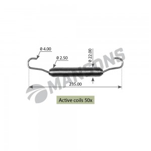 Пружина BPW трещотки возвратная длинная (230х22х2.5мм) MANSONS 300.029 MANSONS