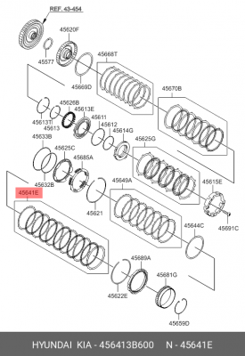 Диск фрикционный АКПП HYUNDAI i30 (12-),i40 (12-) комплект OE 456413B600 HYUNDAI KIA