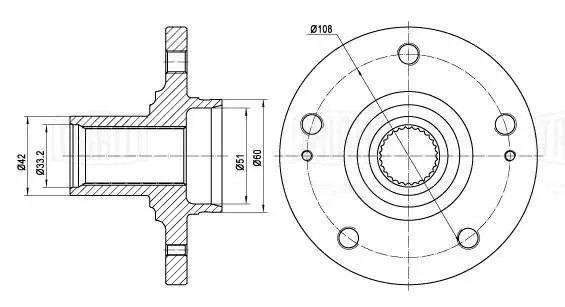 Ступица для а/м Chery Tiggo 7 Pro (20-)/Tiggo 8 pro (20-) круглая (перед.) (MR 2 MR 2705 TRIALLI
