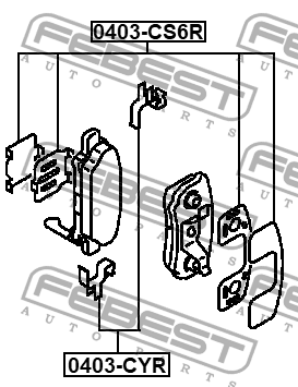 Монтажный комплект для дисковых колодок MITSUBISHI LANCER 2000-2009 0403-CS6R 0403-CS6R FEBEST