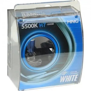 Лампа 12V H7 55W PX26d 5500K бокс (2шт.) Super White HNG 12755SW2 HNG
