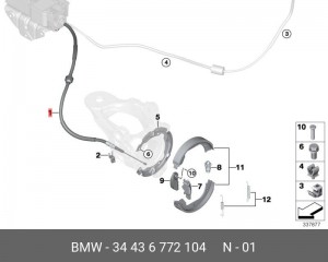 трос привода стояночного тормоза правый!\ BMW E70 all 34 43 6 772 104 BMW