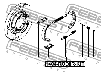 Комплект монтажный барабанных колодок SSANG YONG KYRON 2005-2013 1404-RODIIR-KIT 1404RODIIRKIT FEBEST