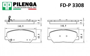 Колодки тормозные дисковые передние ELANTRA, I30 FD-P3308 FDP3308 PILENGA