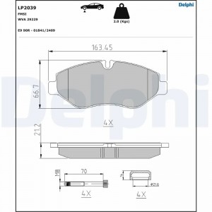 LP2039 колодки дисковые п. !\ Iveco Daily 29/35/40/45/50/60/65 06> LP2039 DELPHI