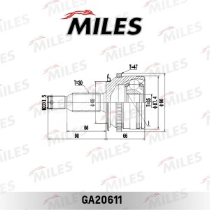 ШРУС наружный MITSUBISHI L200 IV 2.5DI-D-3.5 05- (с ABS) GA20611 GA20611 MILES