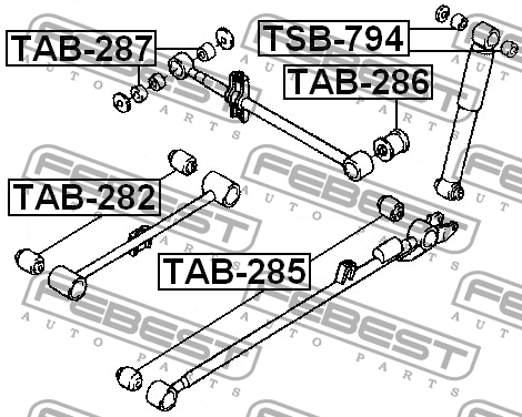 Сайлентблок задн прод рычага DAIHATSU TERIOS 97-06 TAB-285 TAB-285 FEBEST