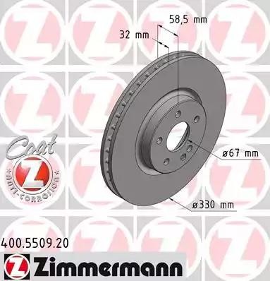 диск тормозной !перед. 330x32/58-5x112 \ MB Vito 2.1CDi 14> 400.5509.20 ZIMMERMANN